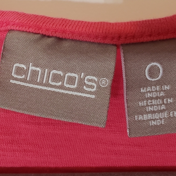 Chico's (Lot of 3) Summer Tops Size 0 Pink Blue & White Coral Machine Wash - Picture 4 of 16
